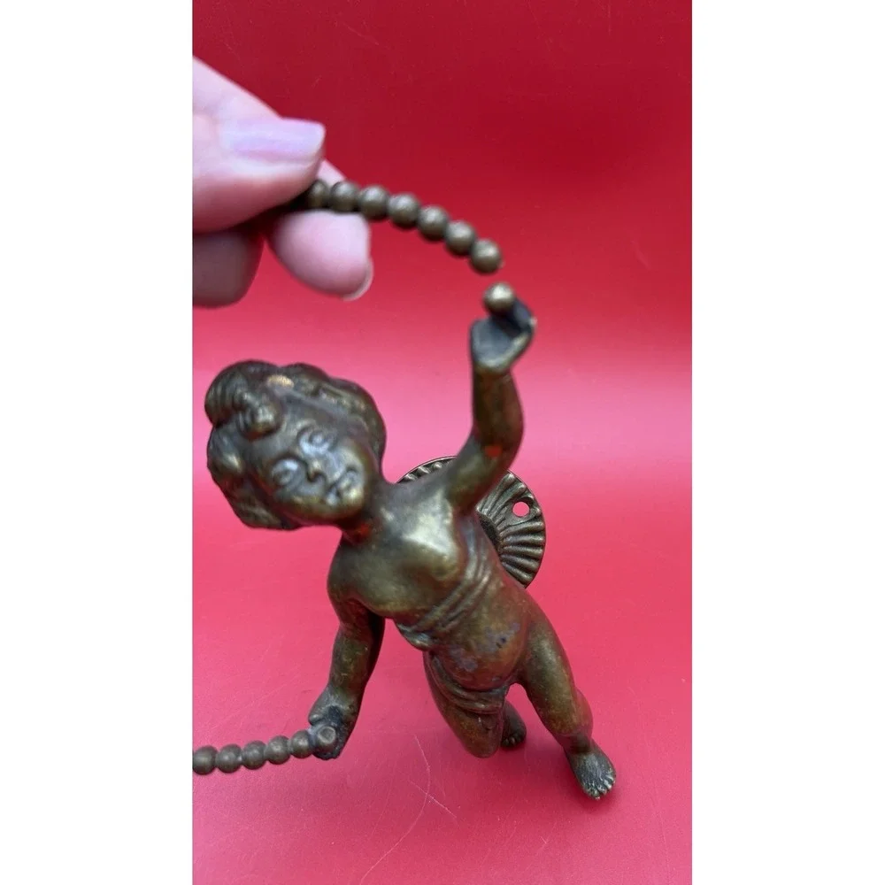 Vintage/Antique Solid Brass Cherub Putto Wall Mount Figure Architectural Decor